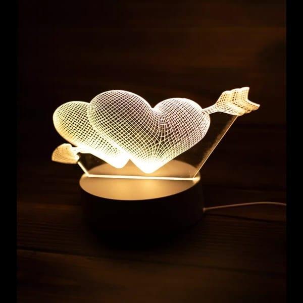 Heart 3D illusions lamp