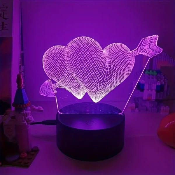 Heart 3D illusions lamp