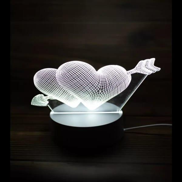 Heart 3D illusions lamp