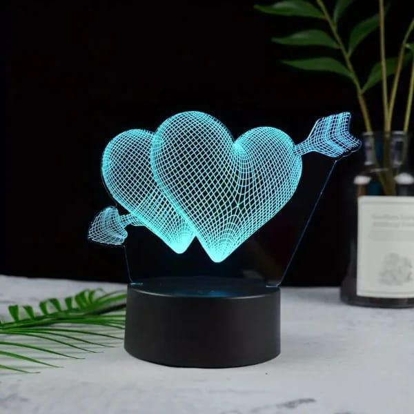 Heart 3D illusions lamp