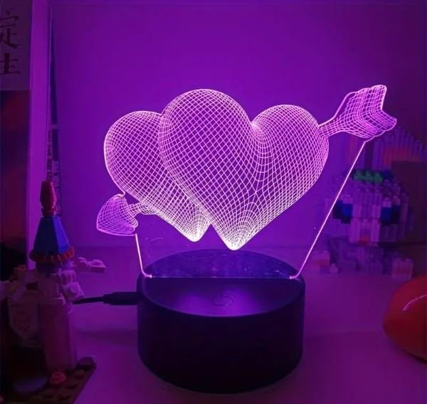 Heart 3D illusions lamp