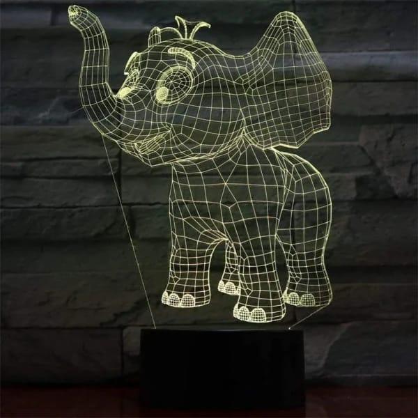 Elephant 3D illusions lamp