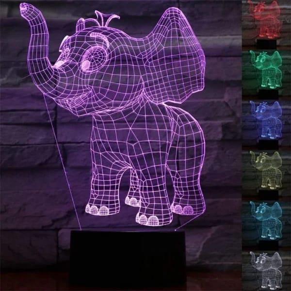 Elephant 3D illusions lamp