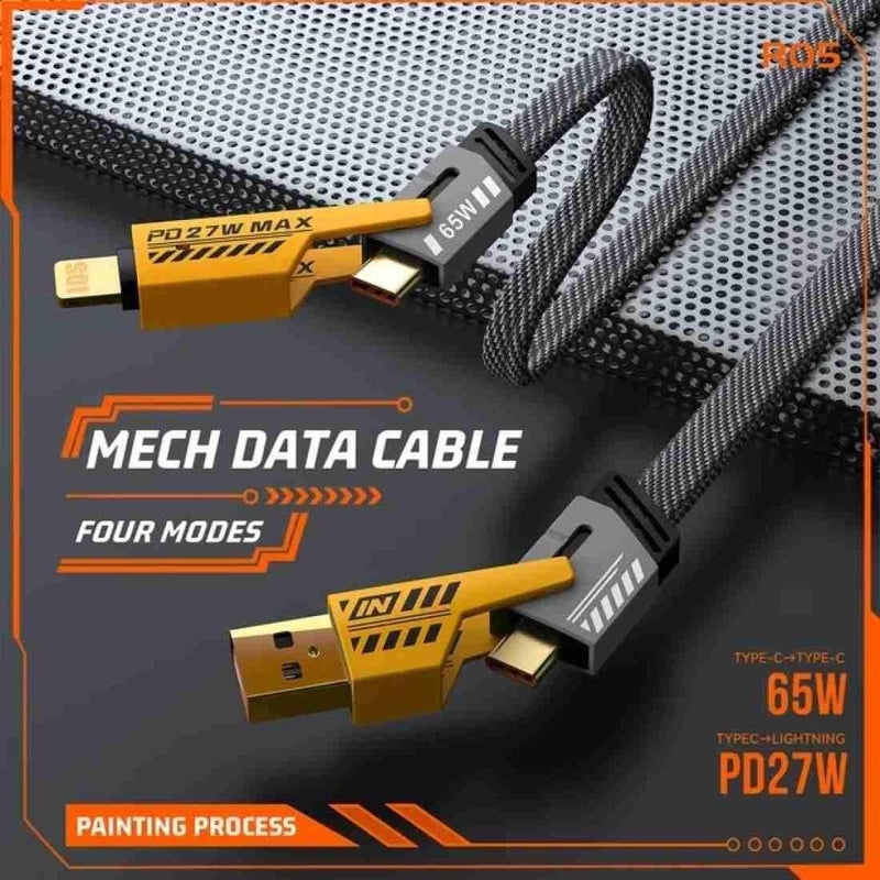 Fast Charging TPE 3 in 1 Charging Cable - 65 Watts Power