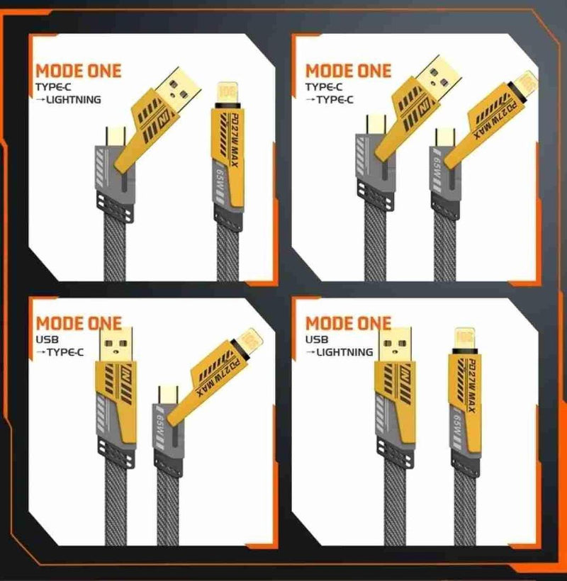 Fast Charging TPE 3 in 1 Charging Cable - 65 Watts Power